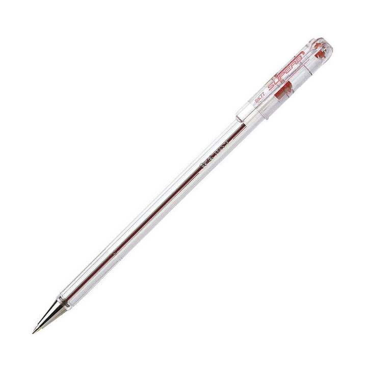 Pentel SuperB Boligrafo de Bola - Punta Fina 0.7mm - Trazo 0.35mm - Tinta con Base de Aceite - Color Rojo