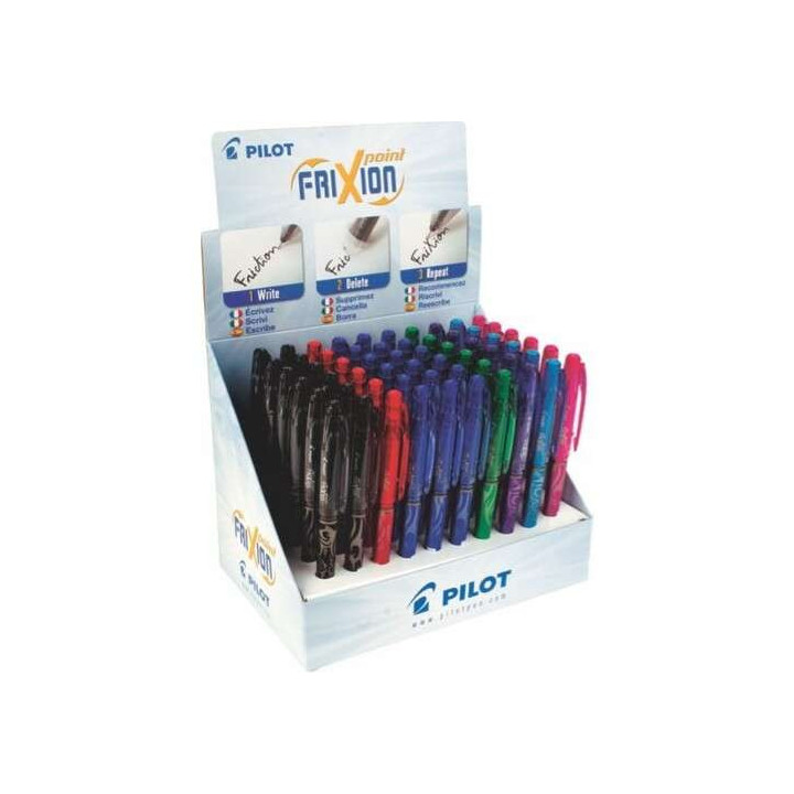 Pilot Frixion Point Expositor de 60 Boligrafos de Gel Borrables - Punta Fina 0.5mm - Trazo 0.25mm - Grip Ergonomico - Recargabl