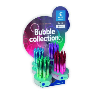 Pilot G2 Bubble Collection Expositor de 48 Boligrafos de Gel Retractiles - Punta de Bola 0.7mm - Trazo 0.32mm - Grip Ergonomico