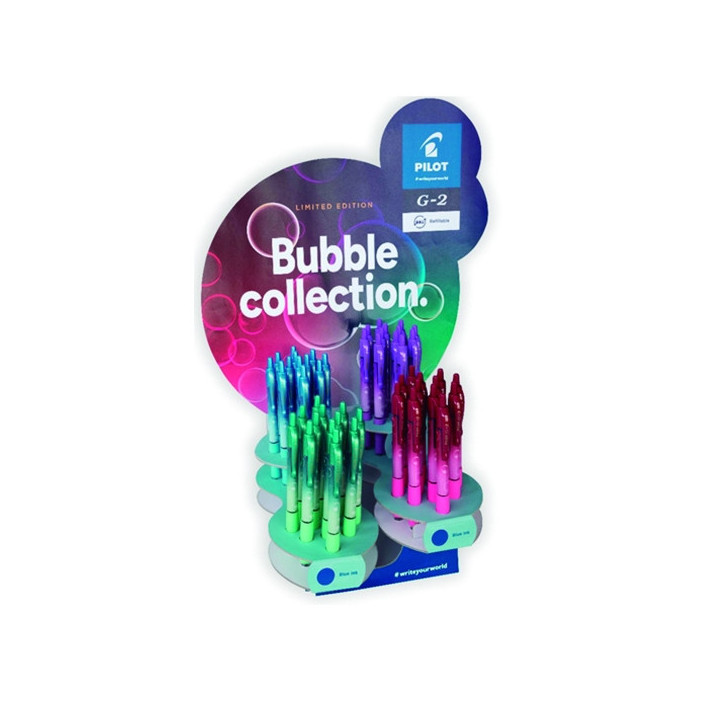 Pilot G2 Bubble Collection Expositor de 48 Boligrafos de Gel Retractiles - Punta de Bola 0.7mm - Trazo 0.32mm - Grip Ergonomico