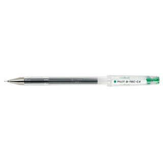 Pilot Boligrafo de Gel G-Tec C4 - Extra Fino - Recargable - Punta de Bola 0.4mm - Trazo 0.2mm - Color Verde