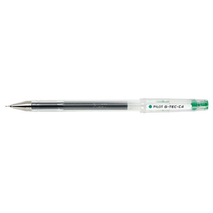 Pilot Boligrafo de Gel G-Tec C4 - Extra Fino - Recargable - Punta de Bola 0.4mm - Trazo 0.2mm - Color Verde