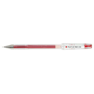 Pilot Boligrafo de Gel G-Tec C4 - Extra Fino - Recargable - Punta de Bola 0.4mm - Trazo 0.2mm - Color Rojo