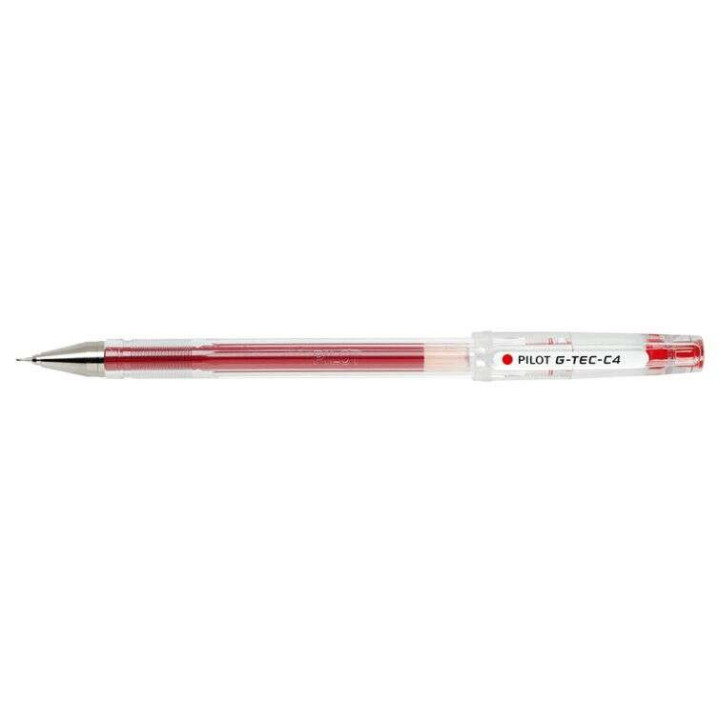 Pilot Boligrafo de Gel G-Tec C4 - Extra Fino - Recargable - Punta de Bola 0.4mm - Trazo 0.2mm - Color Rojo