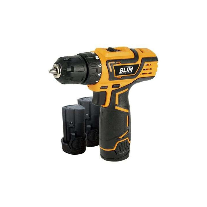 Blim Taladro a Bateria 12V 2Ah - 28Nm de Par Maximo - 2 Velocidades 0-400 y 0-1500rpm - Incluye 2 Baterias y Maletin de Transpo