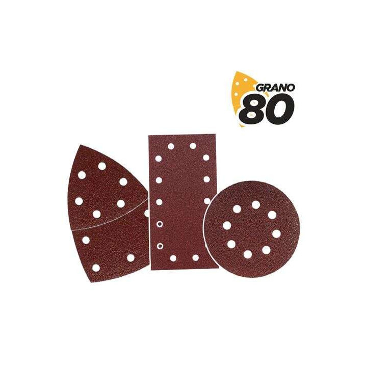 Blim Pack de 9 Lijas con Velcro para Lijadora BL0151 - Grano 80 - 3 Formatos