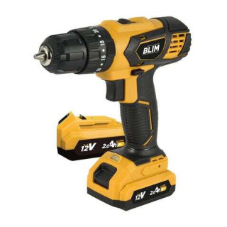 Blim Taladro Percutor a Bateria 12V 2Ah - 28Nm Par Maximo - 2 Velocidades 0-400/0-1500rpm - Incluye 2 Baterias y Maletin de Tra