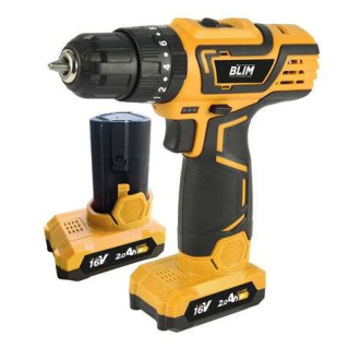 Blim Taladro Percutor a Bateria 16V 2Ah - 30Nm Par Maximo - 2 Velocidades 0-400/0-1500rpm - Incluye 2 Baterias y Maletin de Tra