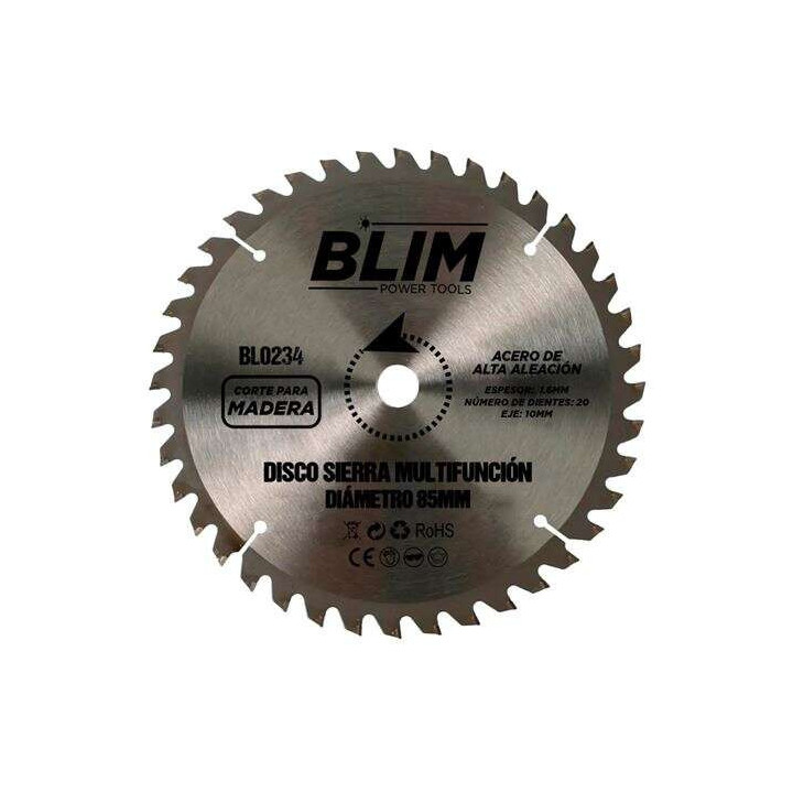 Blim Disco Corte de Madera para Sierra Multifuncion 85mm - 20 Dientes con Recubrimiento en Carburo de Tungsteno