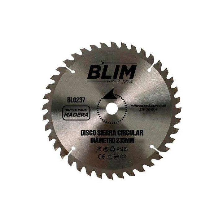 Blim Disco Corte de Madera para Sierra 235mm - 60 Dientes con Recubrimiento en Carburo de Tungsteno