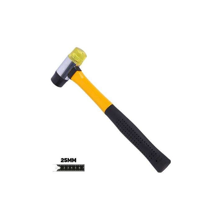 Blim Martillo Antirrebote de Doble Cara de Golpeo - 25mm - Cara de Poliuretano y Nylon - Mango de Fibra de Vidrio - Color Negro
