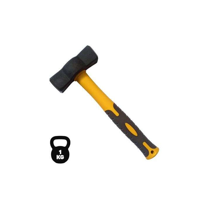 Blim Martillo de Acero al Carbono Forjado - Cabeza de 1 Kg - Superficie Templada - Mango de Fibra de Vidrio - Forma Ergonomica
