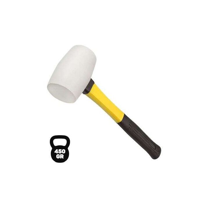 Blim Mazo para Trabajos Delicados - Peso 450 G - Cabeza de Caucho - Mango de Fibra - Color Blanco