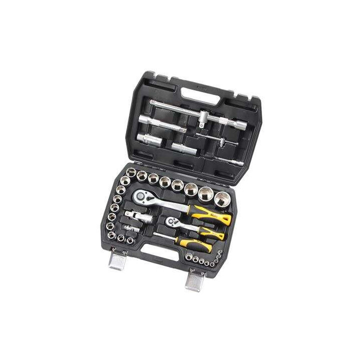 Blim Juego de Herramientas de 1/2 - 17 Vasos - Chicharra de 72 Dientes - Articulacion Universal - Barras de Extension - Vasos p