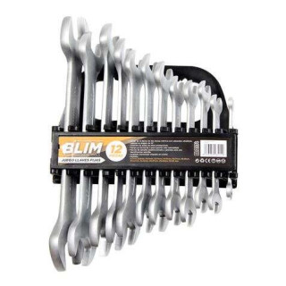 Blim Juego de 12 Llaves de Dos Bocas Metrica - Cabezales Ultrafinos - Cabezal en Angulo de 15° - Aleacion de Acero de Altas Pr