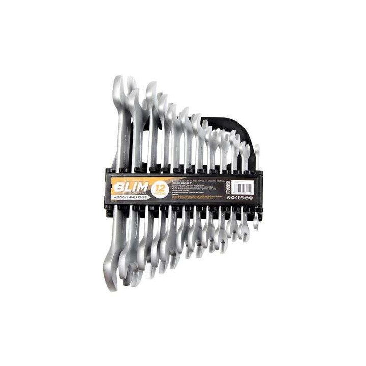 Blim Juego de 12 Llaves de Dos Bocas Metrica - Cabezales Ultrafinos - Cabezal en Angulo de 15° - Aleacion de Acero de Altas Pr