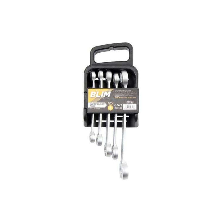 Blim Juego de 5 Llaves Fijas para Racores - Aleacion de Acero de Altas Prestaciones - Marcas de Tamaño Unidireccionales y Gran