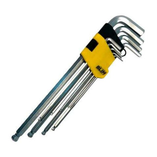 Blim Juego Llaves Allen Largas de Bola - Tamaño 1.5-2-2.5-3-4-5-6-8-10 mm - Acero Cromo Vanadio Tratado y Templado - Extremo d