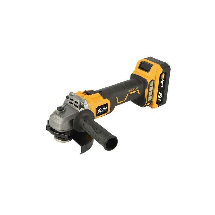 Blim Radial 115mm S/Carbones 20V - Bateria 4Ah - Velocidad Variable - Maletin de Transporte - Color Amarillo
