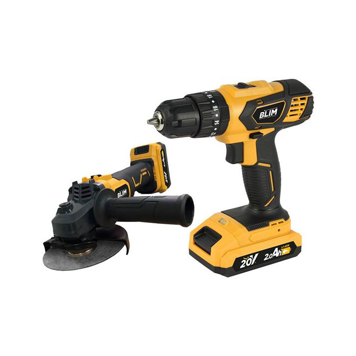 Blim Pack Taladro Percutor 20V - Radial 115/125mm - Baterias 2AH y 4AH - Color Amarillo