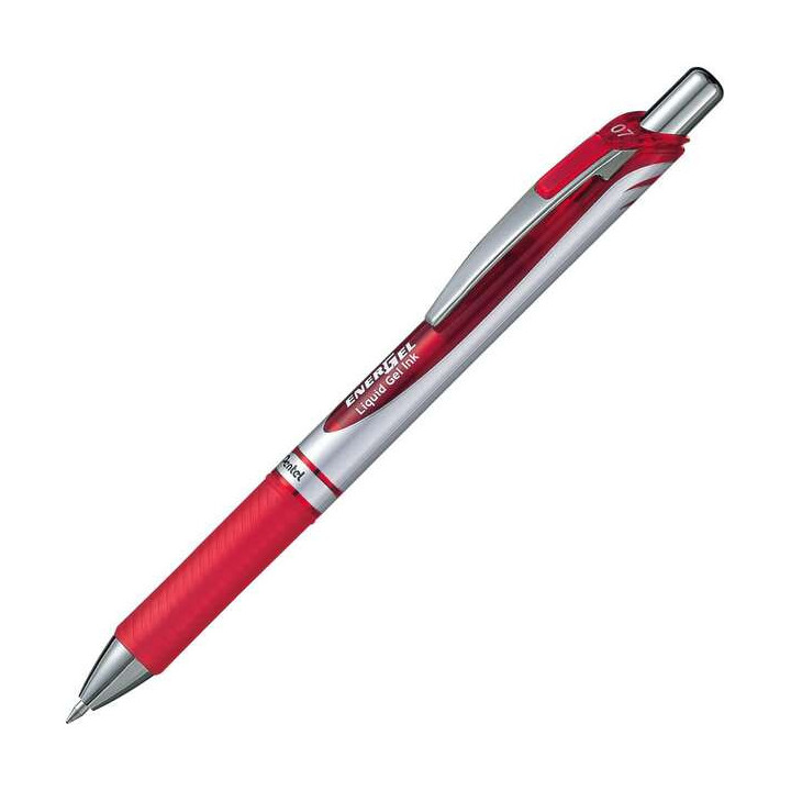 Pentel Energel Boligrafo de Bola Retractil Tinta Gel - Punta 0.7mm - Trazo 0.35mm - Recargable - Grip de Agarre - Clip de Metal