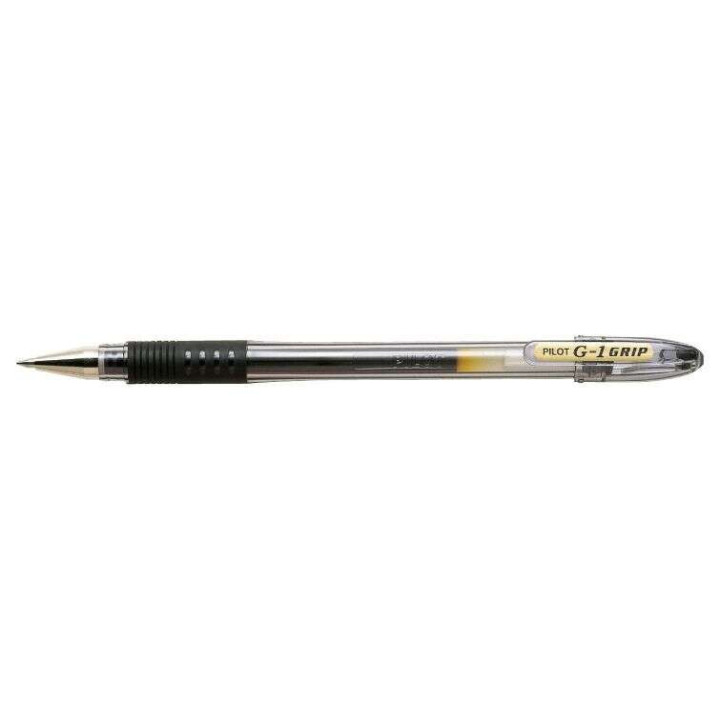 Pilot Boligrafo de Gel G1 Grip - Recargable - Grip de Goma - Punta de Bola 0.5mm - Trazo 0.3mm - Cuerpo Transparente - Color Ne
