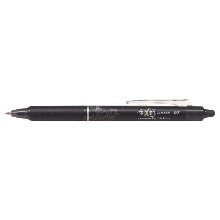 Pilot Frixion Clicker Boligrafo de Gel Borrable Retractil - Punta de Bola 0.7mm - Trazo 0.4mm - Grip Ergonomico - Color Negro