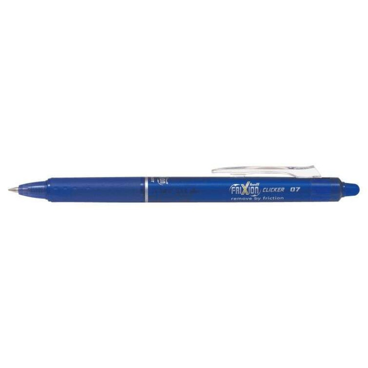 Pilot Frixion Clicker Boligrafo de Gel Borrable Retractil - Punta de Bola 0.7mm - Trazo 0.4mm - Grip Ergonomico - Color Azul