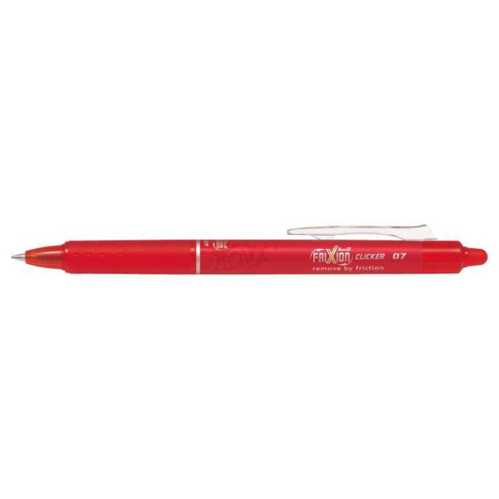 Pilot Frixion Clicker Boligrafo de Gel Borrable Retractil - Punta de Bola 0.7mm - Trazo 0.4mm - Grip Ergonomico - Color Rojo