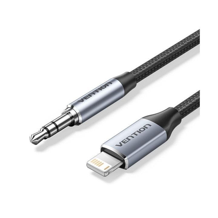 Vention Conversor Lightning Macho a Jack 3.5 Macho - 1m - Trenzado - Color Gris