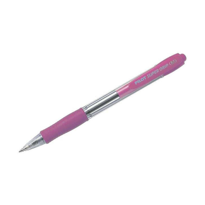 Pilot SuperGrip Boligrafo de Bola Retractil - Punta 1.0mm - Trazo 0.27mm - Tinta de Aceite - Grip Ergonomico - Color Rosa