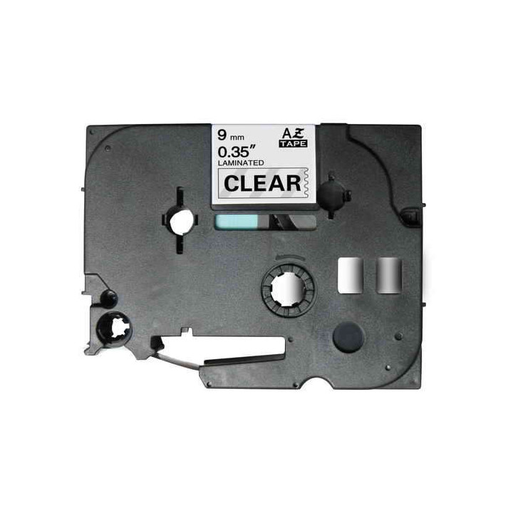 Brother TZe121 Cinta Laminada Generica de Etiquetas - Texto negro sobre fondo transparente - Ancho 9mm x 8 metros