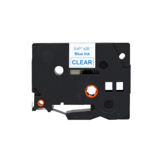 Brother TZe133 Cinta Laminada Generica de Etiquetas - Texto azul sobre fondo transparente - Ancho 12mm x 8 metros
