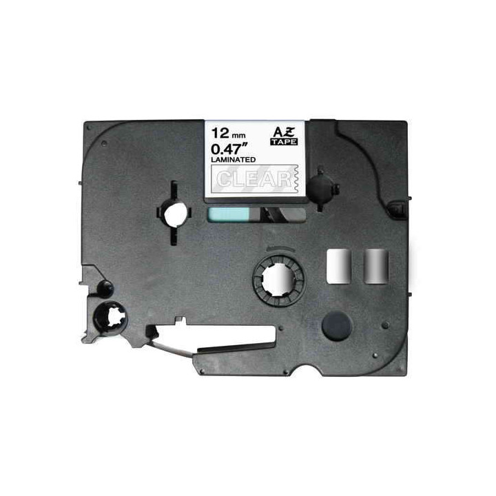 Brother TZe135 Cinta Laminada Generica de Etiquetas - Texto blanco sobre fondo transparente - Ancho 12mm x 8 metros