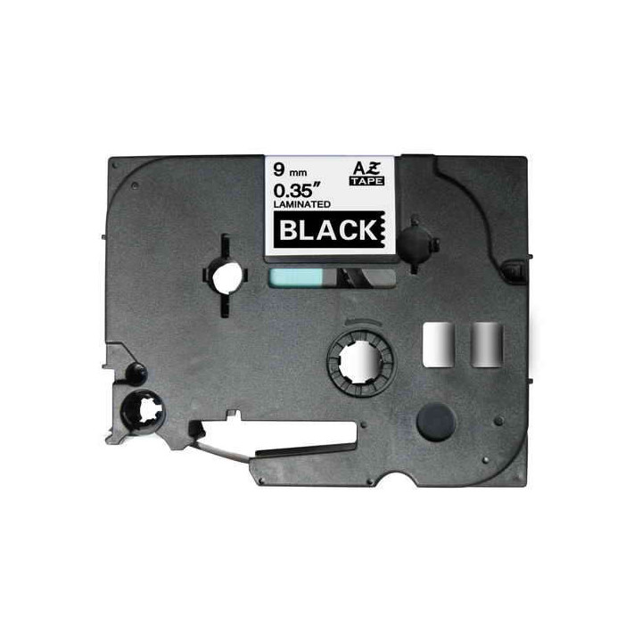 Brother TZe325 Cinta Laminada Generica de Etiquetas - Texto blanco sobre fondo negro - Ancho 9mm x 8 metros