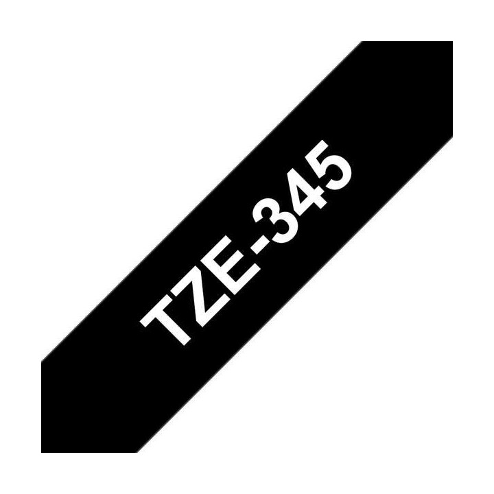 Brother TZe345 Cinta Laminada Generica de Etiquetas - Texto blanco sobre fondo negro - Ancho 18mm x 8 metros