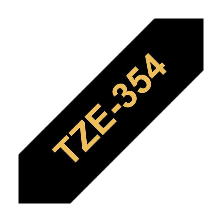 Brother TZe354 Cinta Laminada Generica de Etiquetas - Texto dorado sobre fondo negro - Ancho 24mm x 8 metros