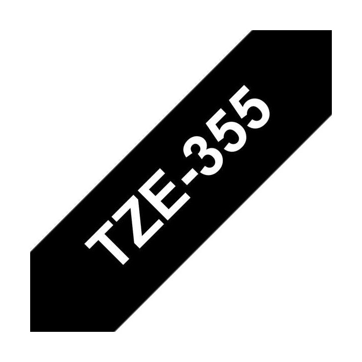 Brother TZe355 Cinta Laminada Generica de Etiquetas - Texto blanco sobre fondo negro - Ancho 24mm x 8 metros