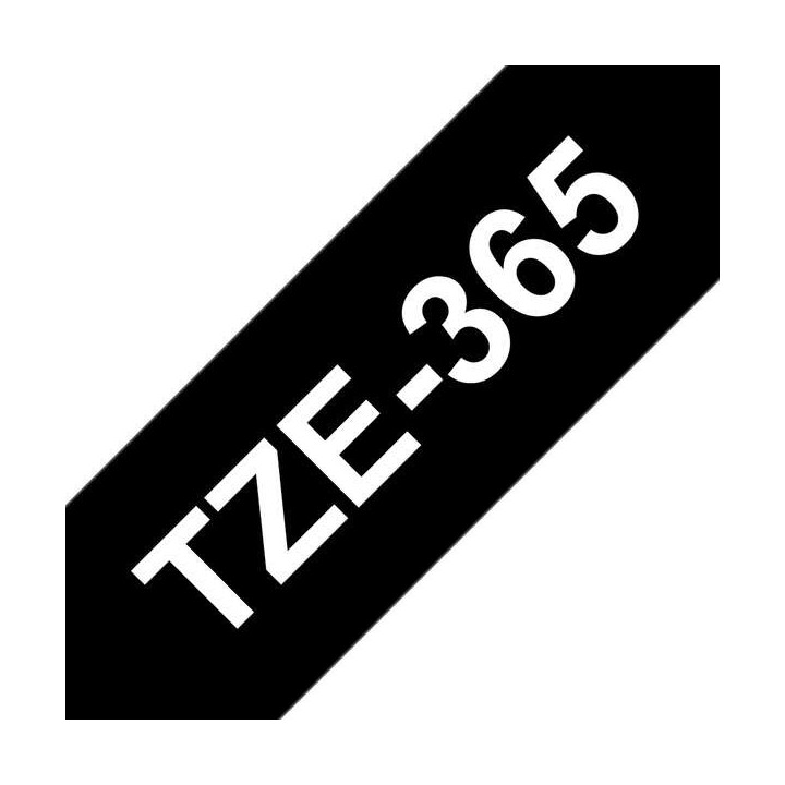 Brother TZe365 Cinta Laminada Generica de Etiquetas - Texto blanco sobre fondo negro - Ancho 36mm x 8 metros