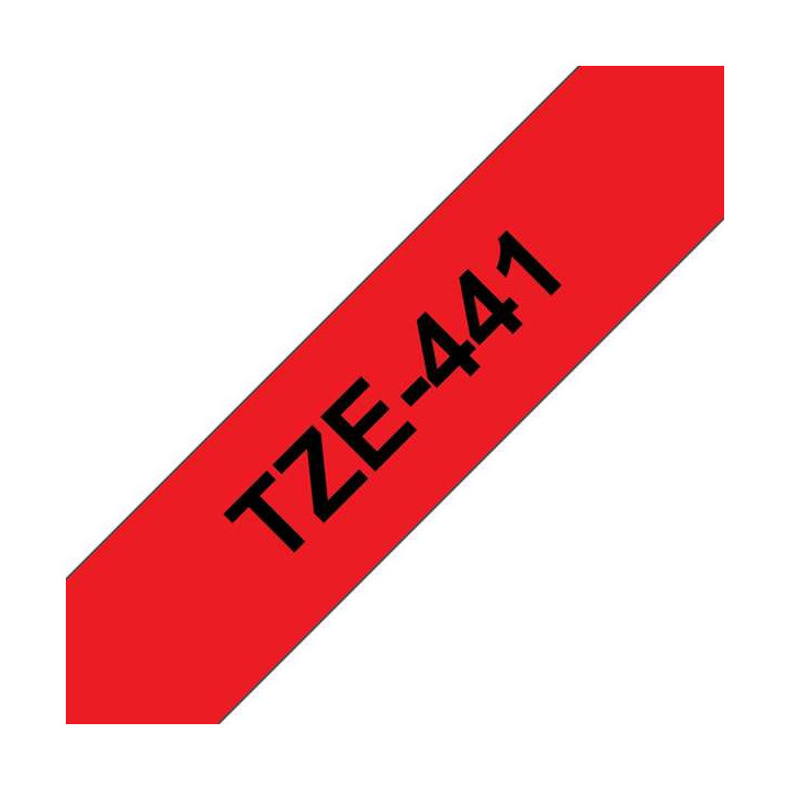 Brother TZe441 Cinta Laminada Generica de Etiquetas - Texto negro sobre fondo rojo - Ancho 18mm x 8 metros