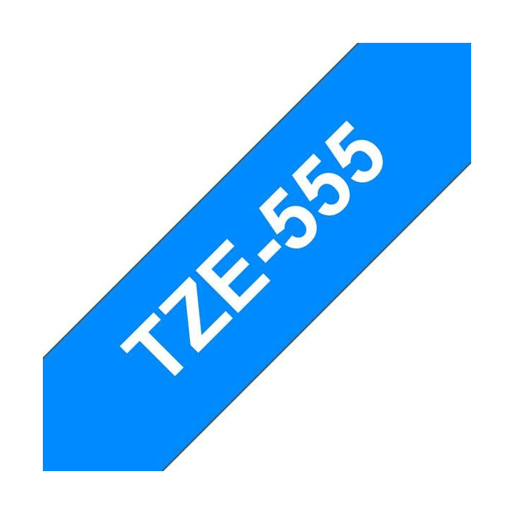 Brother TZe555 Cinta Laminada Generica de Etiquetas - Texto blanco sobre fondo azul - Ancho 24mm x 8 metros