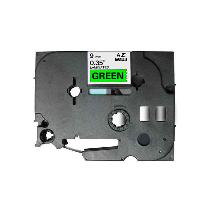 Brother TZe721 Cinta Laminada Generica de Etiquetas - Texto negro sobre fondo verde - Ancho 9mm x 8 metros