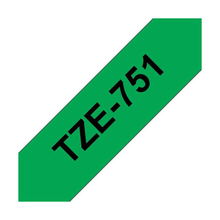 Brother TZe751 Cinta Laminada Generica de Etiquetas - Texto negro sobre fondo verde - Ancho 24mm x 8 metros