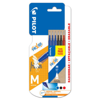 Pilot Pack de 6 Recambios para Frixion Ball y Frixion Clicker - Punta de Bola Redonda 0.7mm - Trazo 0.4mm - Colores: 3x Azul
