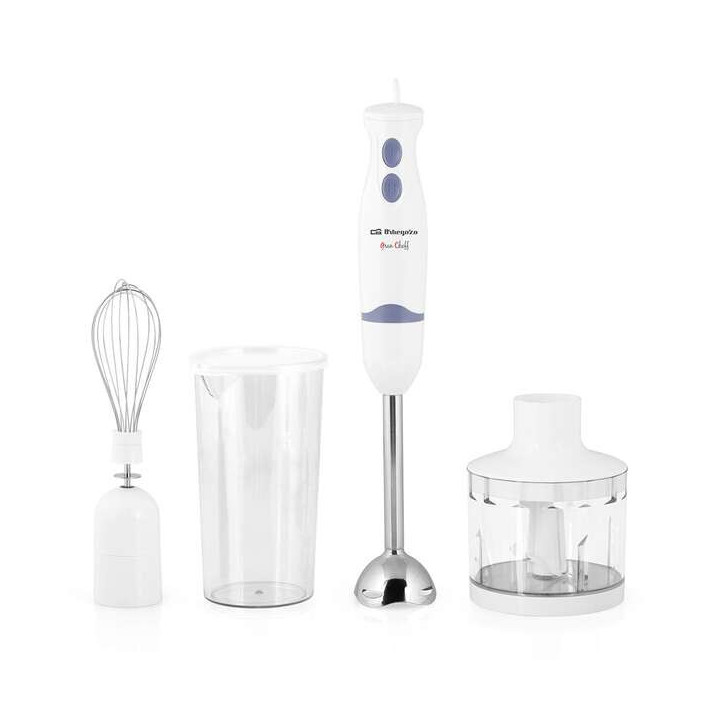 Orbegozo BT 1320 Batidora-Picadora Versatil - Potente Motor 400W - Hoja de Acero Inoxidable - Mango Ergonomico - Vaso Mezclador