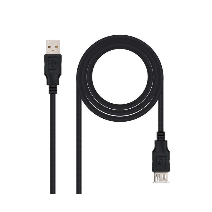 Nanocable Cable Prolongador USB-A 2.0 Macho a USB-A Hembra 1m