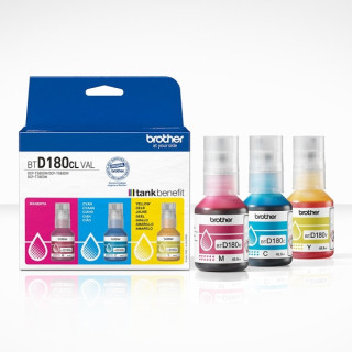 Brother BTD180CLVAL Pack de 3 Botellas de Tinta Original Cyan