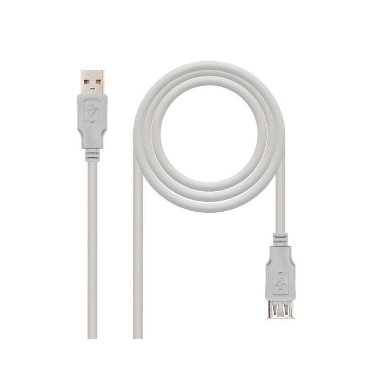 Nanocable Cable Prolongador USB-A 2.0 Macho a USB-A Hembra 3m