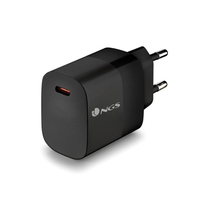 NGS Bud 20W Cargador GaN Universal de Pared 20W Ultrarapido - 1x USB-C PD & PPS - Color Negro