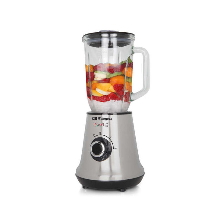 Orbegozo BV 3500 Batidora de Vaso Saludable - Jarra de Cristal 1.5L - Cuchilla Acero Inoxidable - 2 Velocidades - Potencia 500W